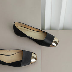 Flynn Cap Toe Black Flats