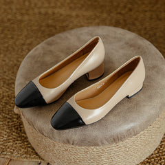 Divine Cap Toe Genuine Leather Flats Low Heels