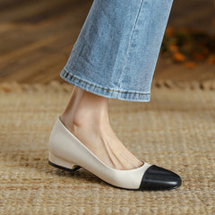 Divine Cap Toe Genuine Leather Flats Low Heels