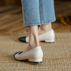 Divine Cap Toe Genuine Leather Flats Low Heels