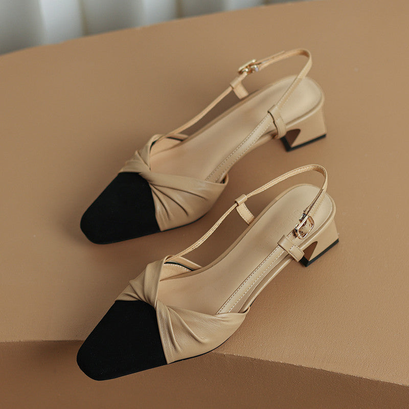Eleanor Cap Toe Low Heel Slingback Pumps â zierashop