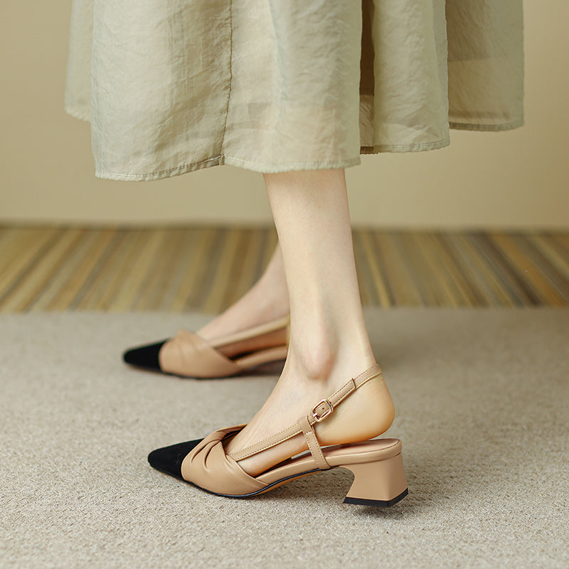 Eleanor Cap Toe Low Heel Slingback Pumps â zierashop