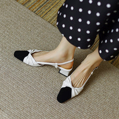 Eleanor Cap Toe Low Heel Slingback Pumps