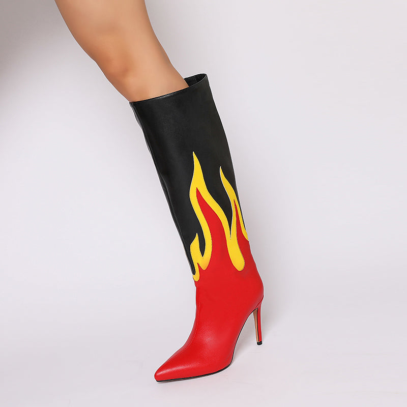 Emily Fire Print High Heel Knee Boots