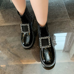 Ely Black Rhinestone Ankle Boots