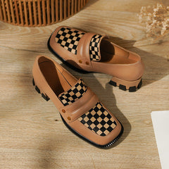 Cassie Checkerboard Loafers Style Heels