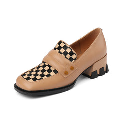 Cassie Checkerboard Loafers Style Heels