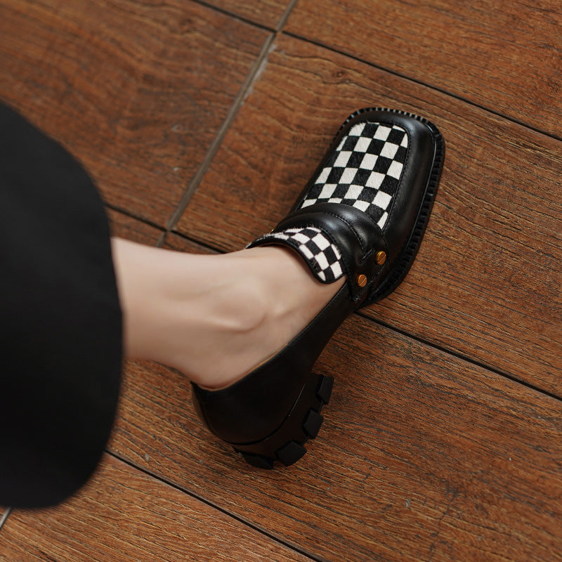 Cassie Checkerboard Loafers Style Heels