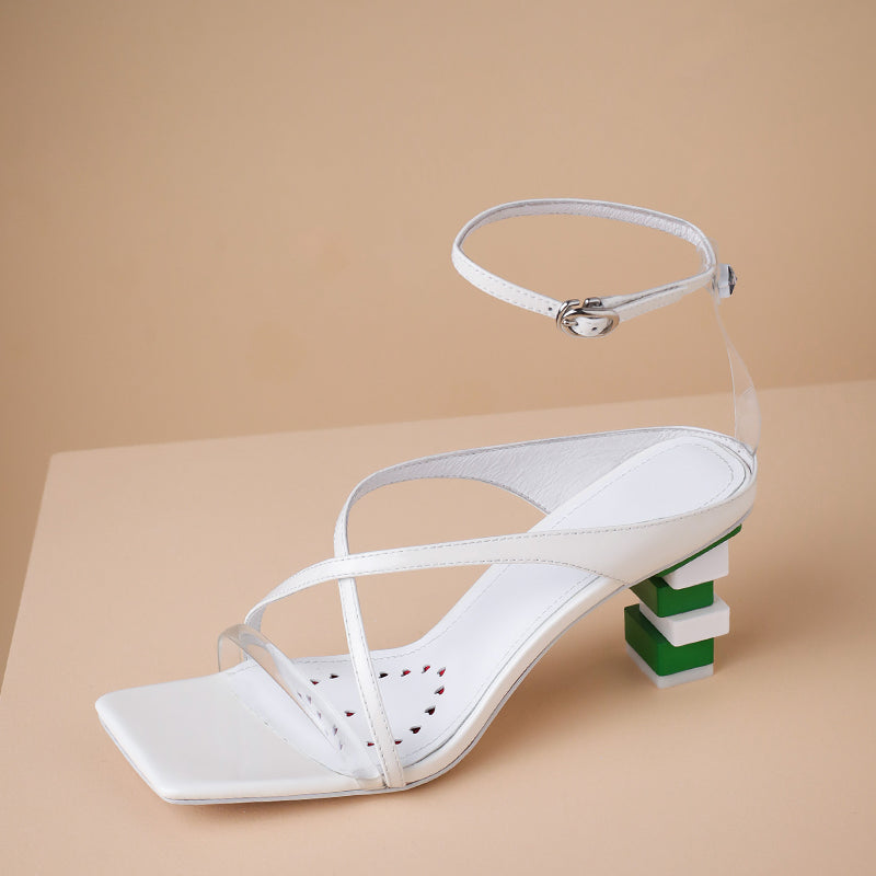 Clover Novelty Heel Cross Strap Sandals