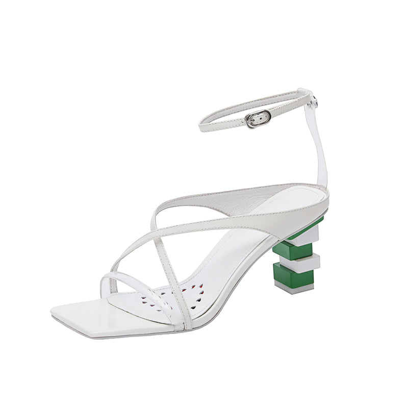 Clover Novelty Heel Cross Strap Sandals