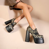 Dayana Platform High Chunky Heel Loafers with Chain