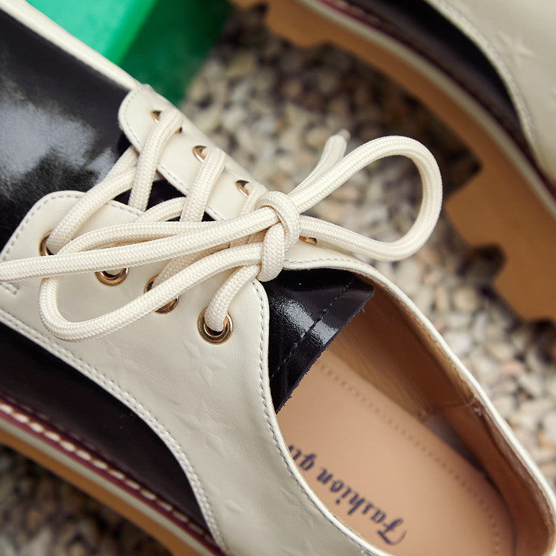 Dalary Handmade Patchwork Platform Chunky Oxfords