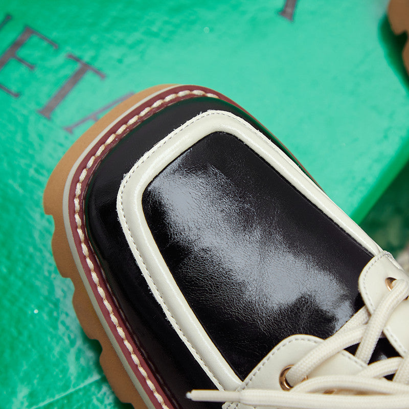 Dalary Handmade Patchwork Platform Chunky Oxfords