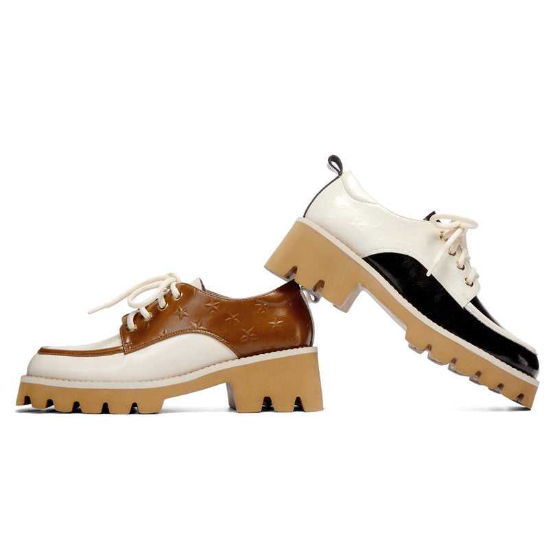Dalary Handmade Patchwork Platform Chunky Oxfords