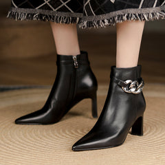 Cheyenne Heeled Ankle Boots with Chain