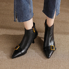 Carter Kitten Heel Ankle Boots with Buckle Strap