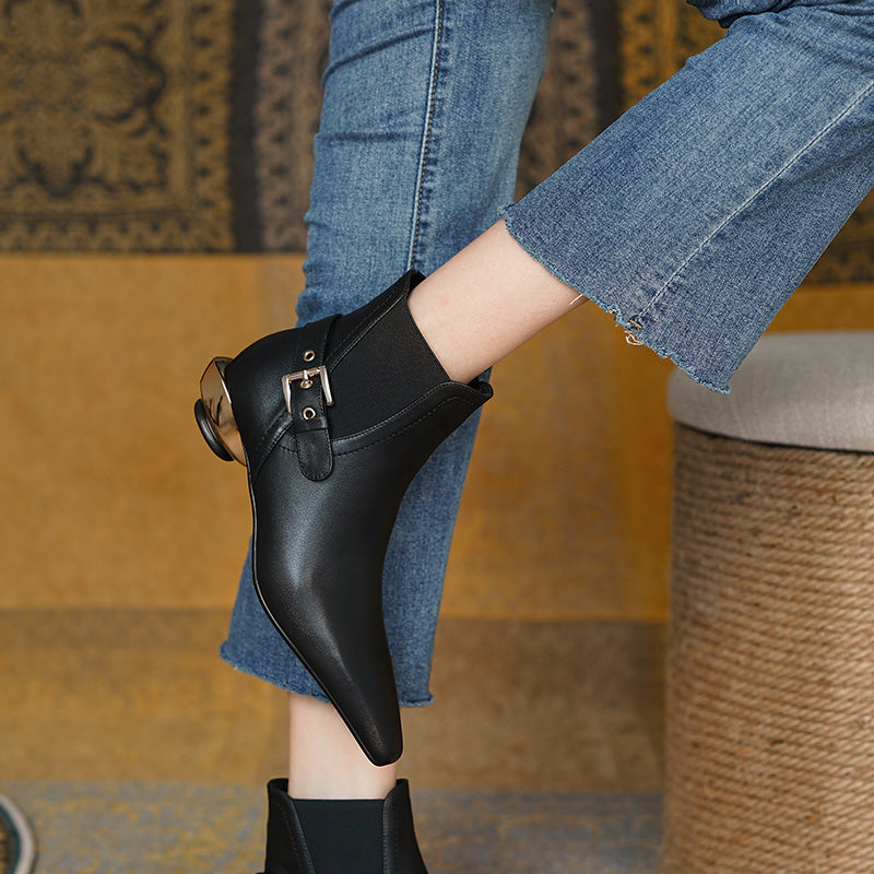 Cambria Handmade Pointy Toe Novelty Ankle Boots