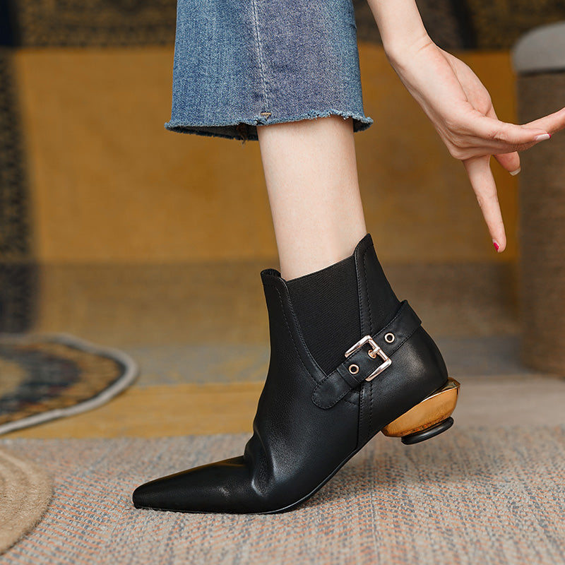 Cambria Handmade Pointy Toe Novelty Ankle Boots