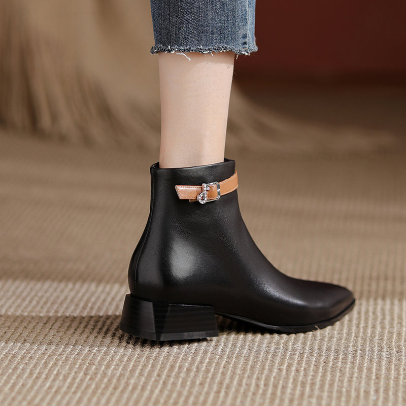 Colette Pointy Toe Genuine Leather Ankle Boots