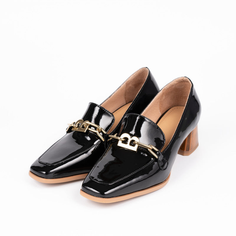 Colbie Heeled Loafers with Metallic Decor