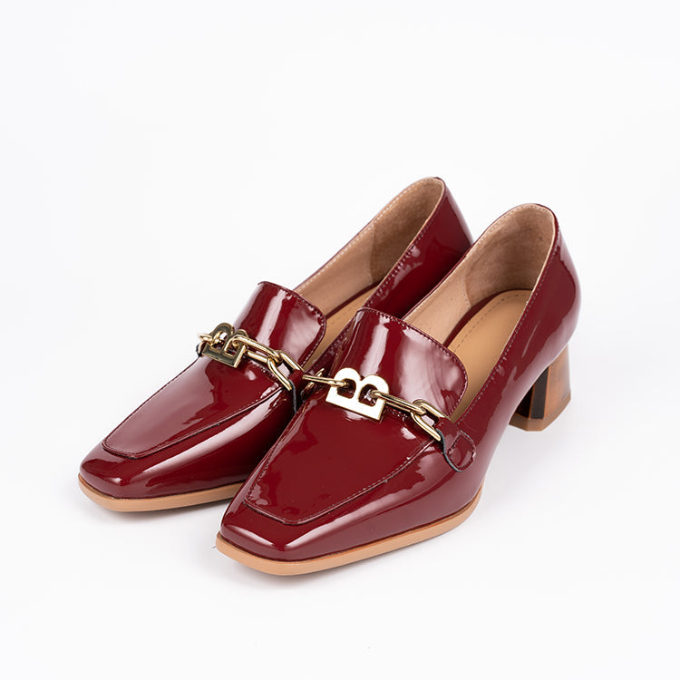 Colbie Heeled Loafers with Metallic Decor