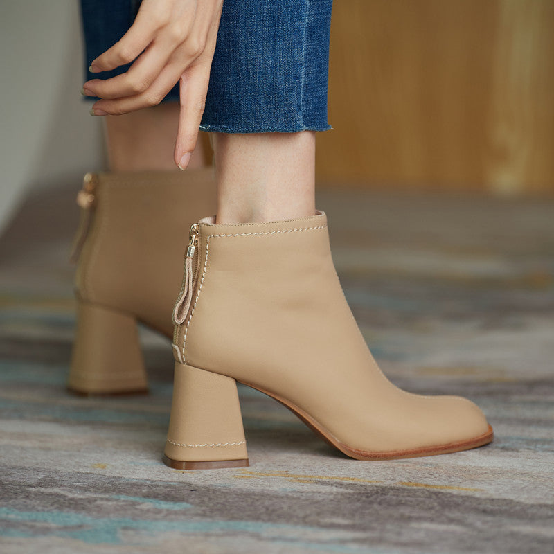 Charli Handmade Genuine Leather Heeled Ankle Boots