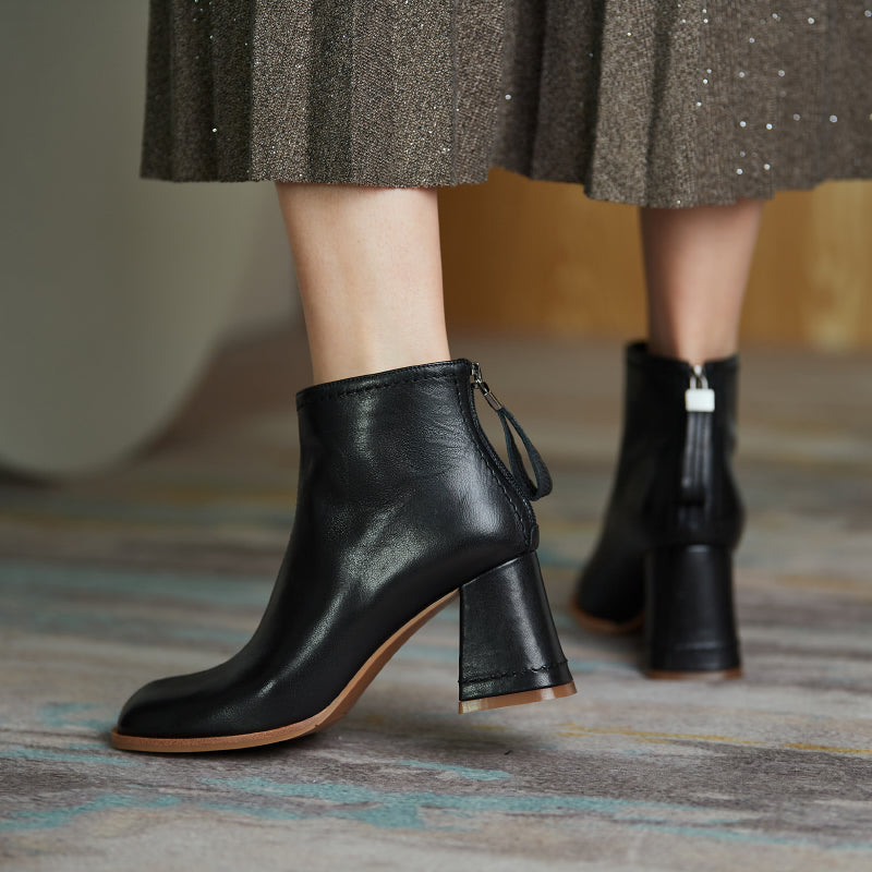 Charli Handmade Genuine Leather Heeled Ankle Boots