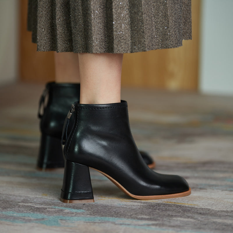 Charli Handmade Genuine Leather Heeled Ankle Boots