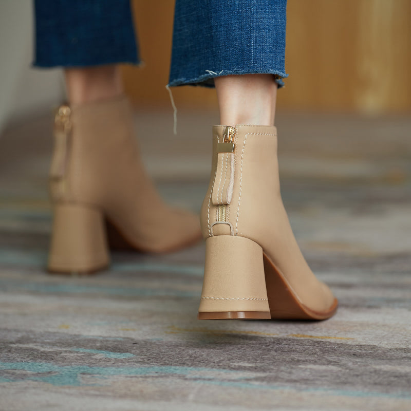 Charli Handmade Genuine Leather Heeled Ankle Boots