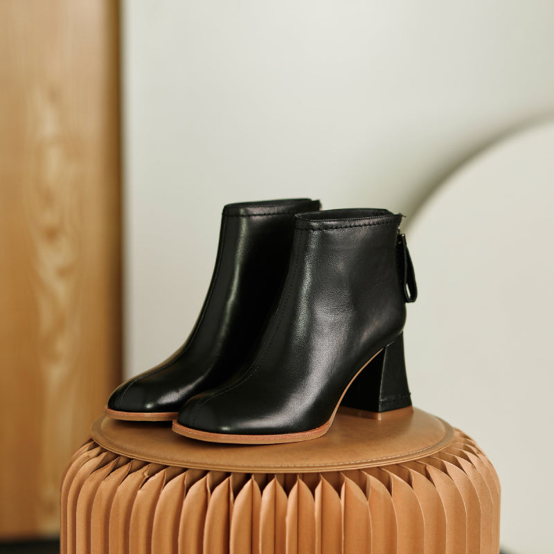 Charli Handmade Genuine Leather Heeled Ankle Boots