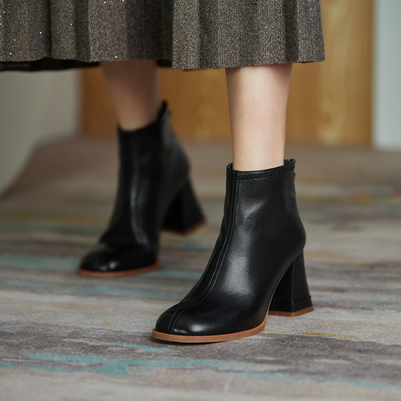 Charli Handmade Genuine Leather Heeled Ankle Boots