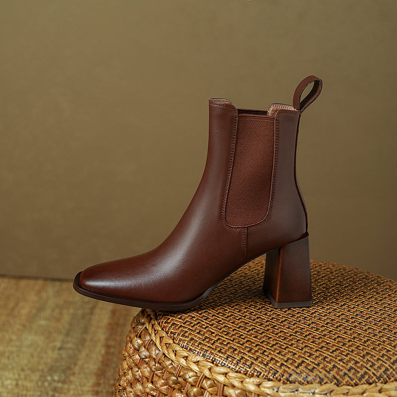 Halle Cognac Boots with Heels