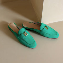 Elin Green Flat Mules