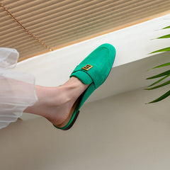 Elin Green Flat Mules