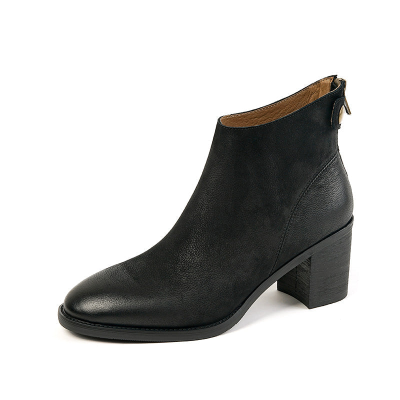 Bottines en cuir noir Faryn