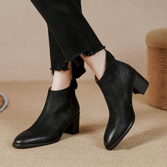 Bottines en cuir noir Faryn