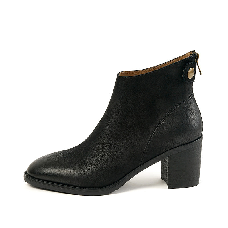 Bottines en cuir noir Faryn