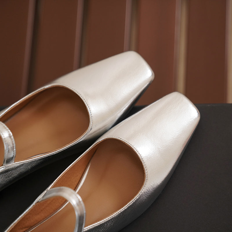 Flor Silver Mary Jane Shoes â zierashop