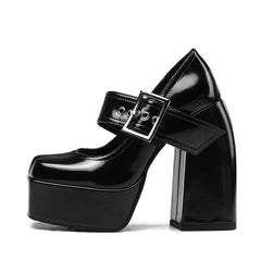 Eva Platform High Block Heel Mary Janes Pumps