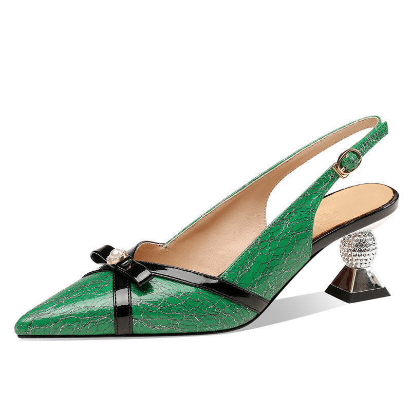 Dayleen Print Leather Novelty Heel Slingback Pumps