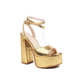 Gracy Sandals Platform Gold Heels