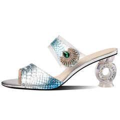 Daniyah Peep Toe Novelty Rhinestone Mules