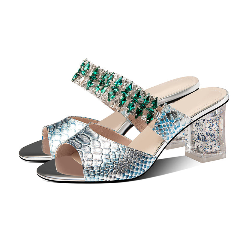 Daliah Peep Toe Novelty Rhinestone Mules