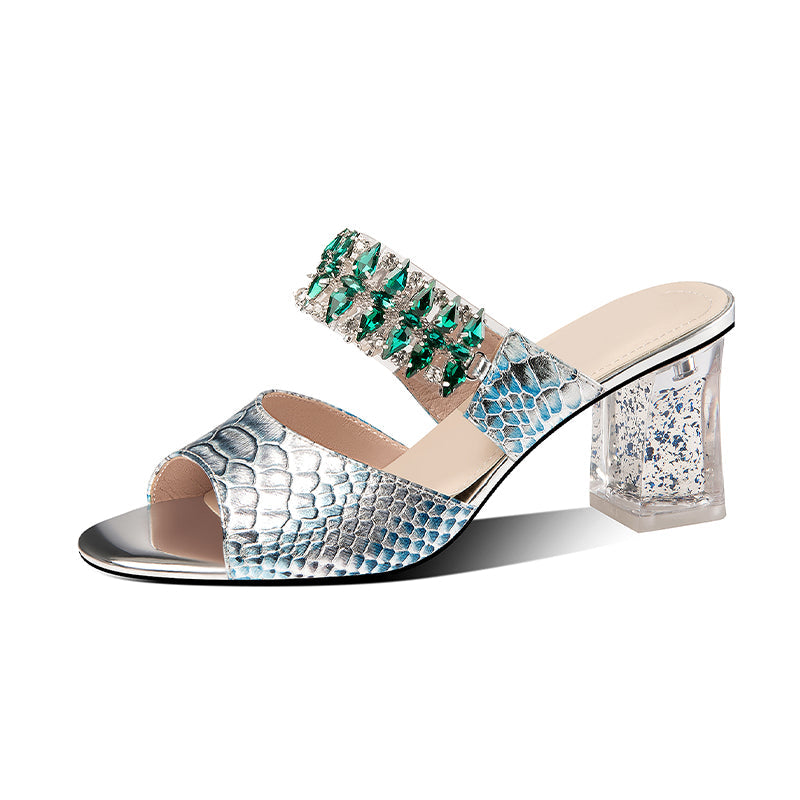 Daliah Peep Toe Novelty Rhinestone Mules