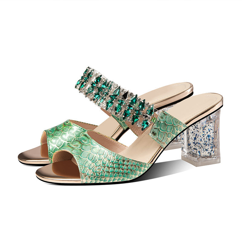 Daliah Peep Toe Novelty Rhinestone Mules