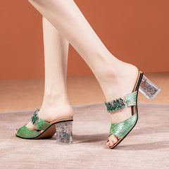 Daliah Peep Toe Novelty Rhinestone Mules