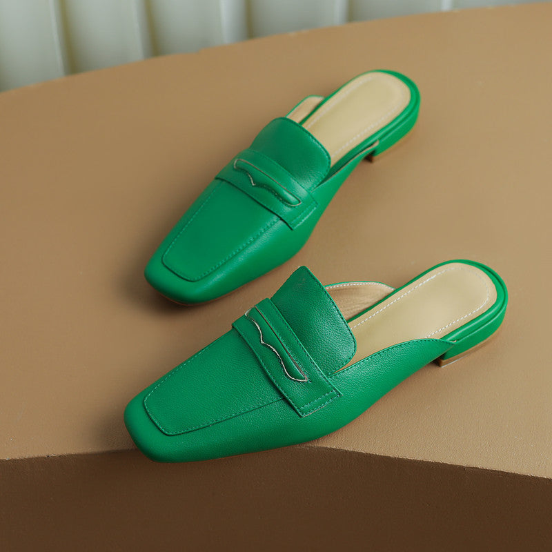 Esme Green Penny Loafer Mules