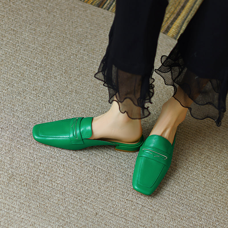 Esme Green Penny Loafer Mules