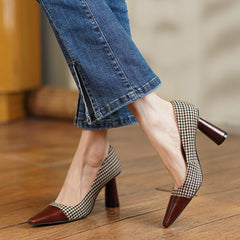 Dixie Vintage Plaid Slip on Heels