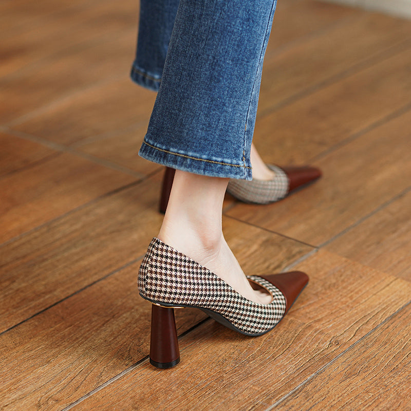 Dixie Vintage Plaid Slip on Heels